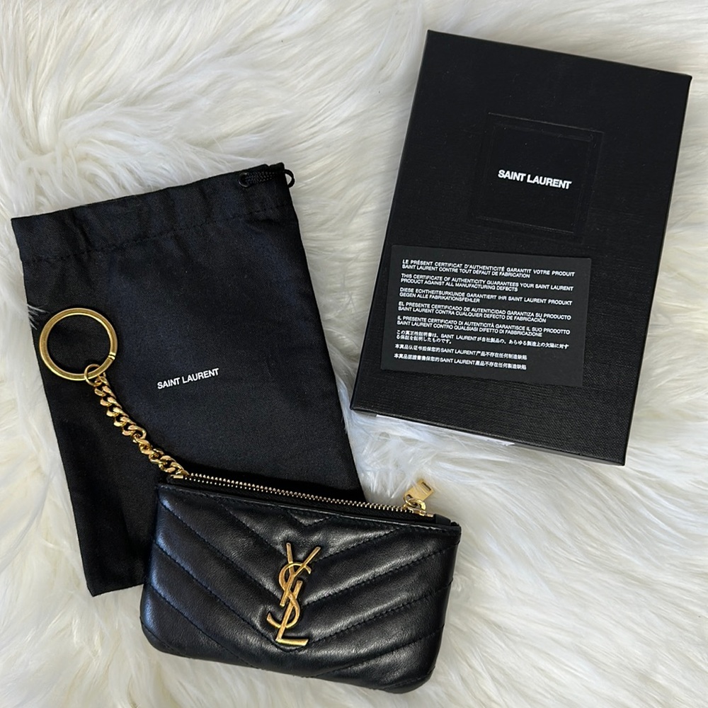 Saint Laurent Monogram Leather Key Pouch